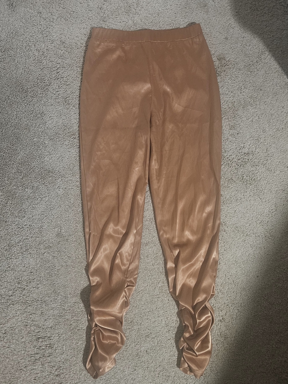 AKIRA Satin-look Leggings in Camel Brown